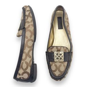 Coach Sid Signature C Brown Jacquard Leather Loafer Driving Moc Women’s Size 8.5